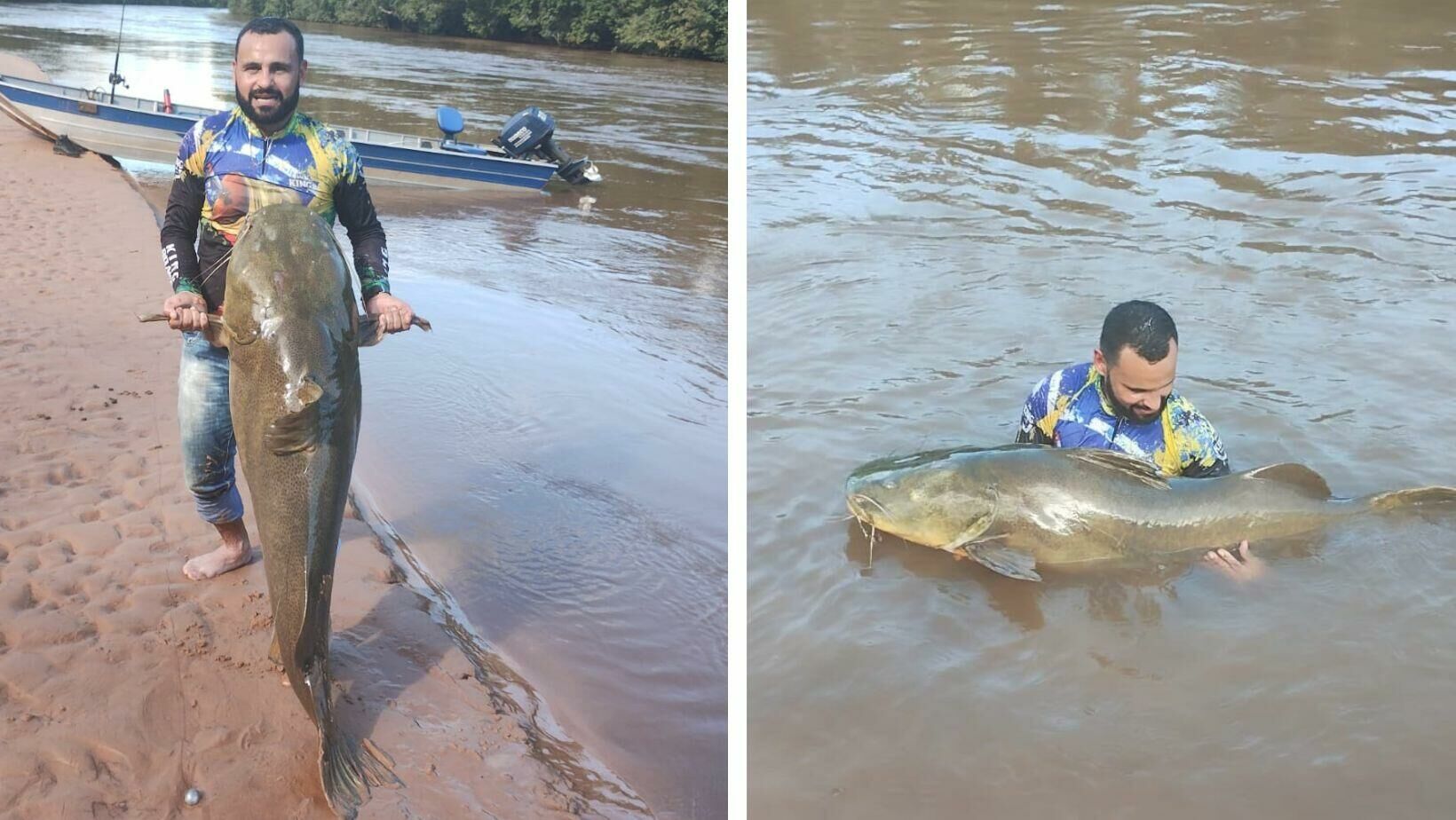 Imagem de compartilhamento para o artigo Empresário de Costa Rica fisga jaú de 90kg no rio Taquari da MS Todo dia